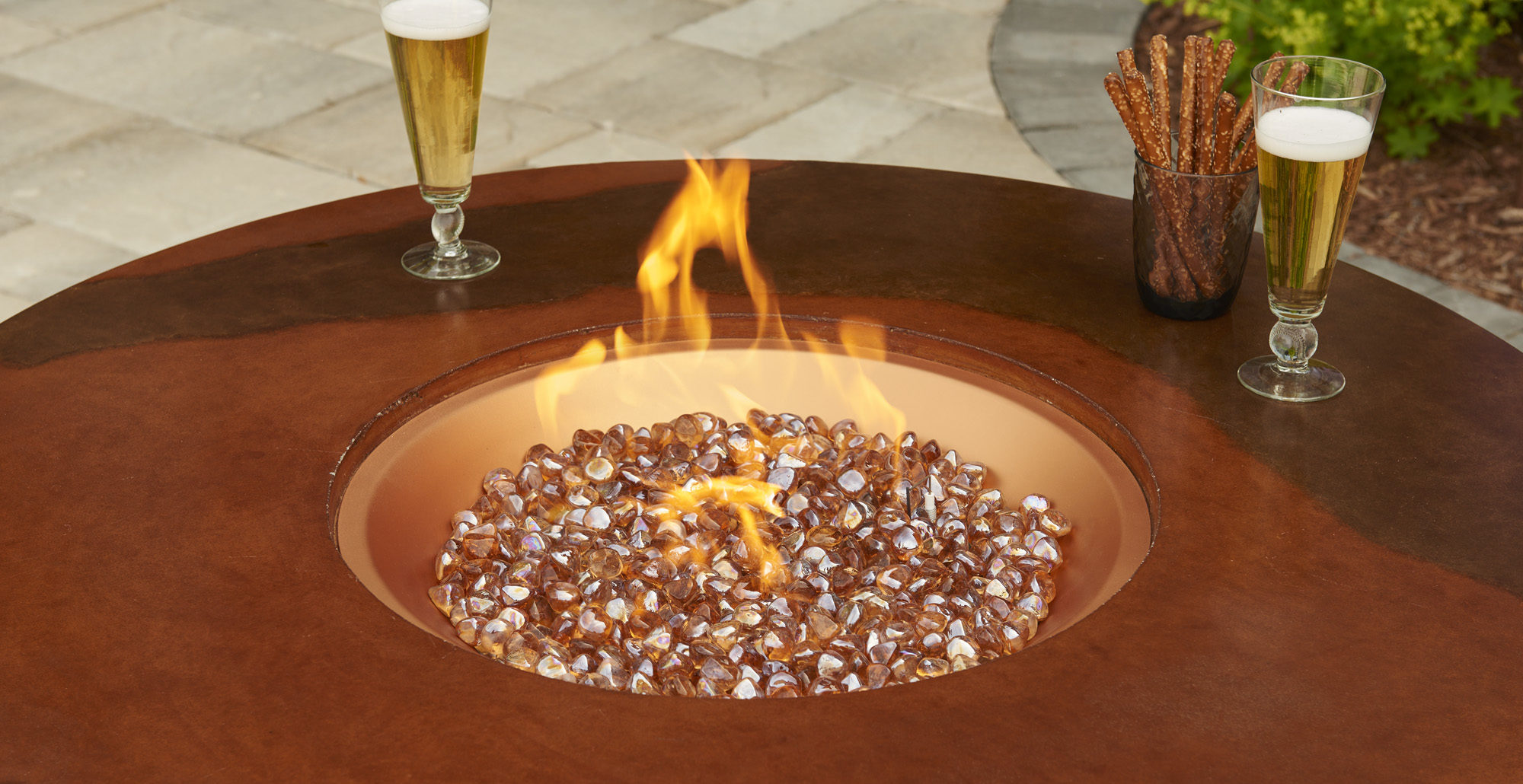 Fire Table with Glass Rocks