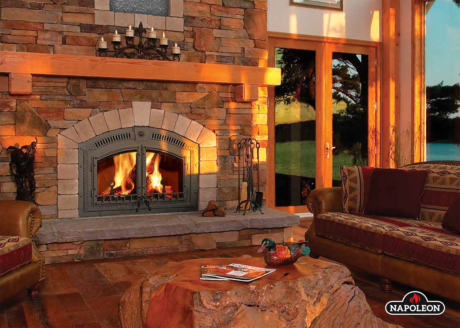 Wood Fireplace in Cabin